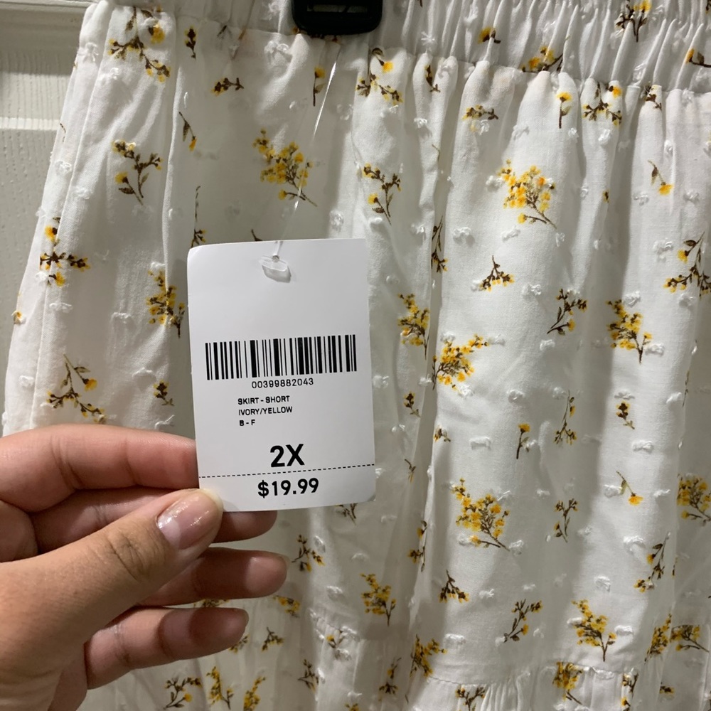 yellow white floral flowy skirt aesthetic cottage